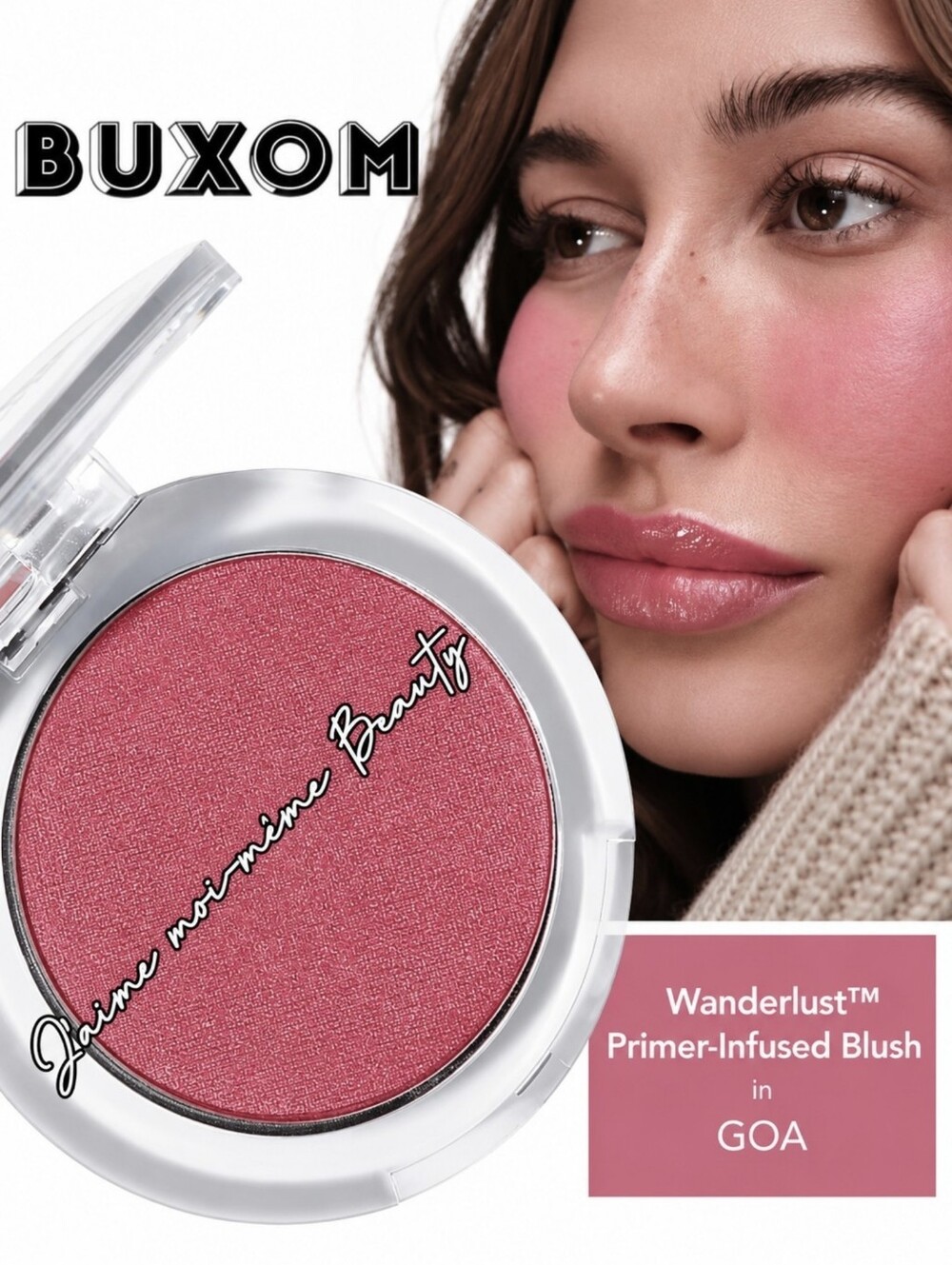 BUXOM Limited Edition Wanderlust Primer Infused Blush in GOA- Bright Rosy Pink